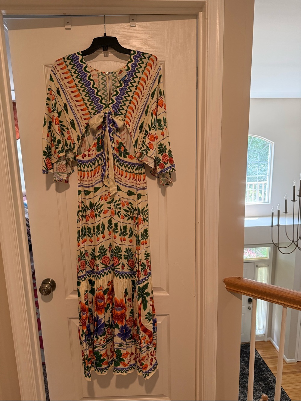 FARM Rio Cream Midi Dress with Orange, Green & Purple Floral Print - Picture 5 of 6